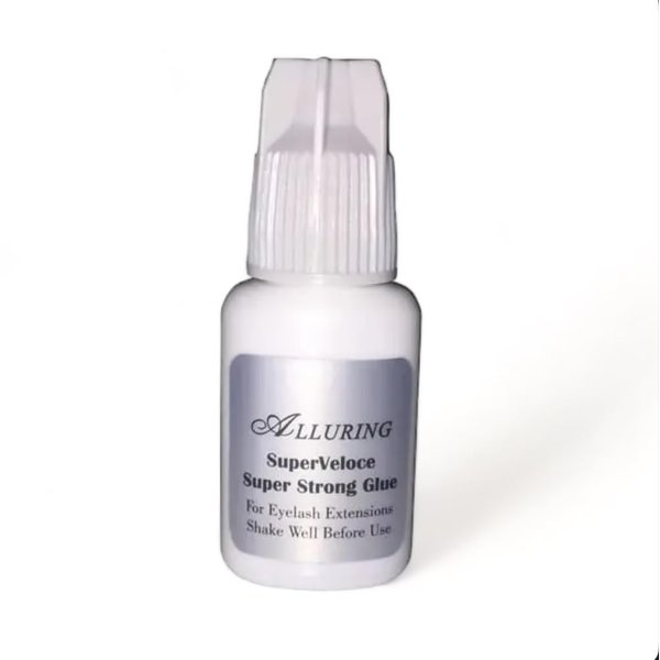 Alluring Super Veloce Adhesive 3D Volume Eyelash Extension Glue - Extra Strong Professional Lash Glue 5ml | 1 Sec Drying time | Retention - 8 Weeks | Black Adhesive for Semi-Permanent Extensions