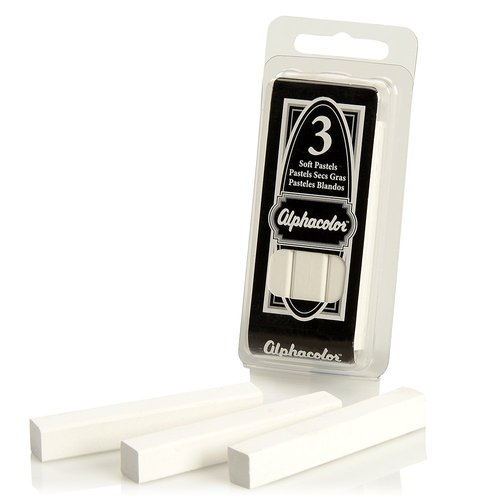 Quartet Derwent Alphacolor Round Soft Pastels, White, 3 Pastels per Pack (105W)