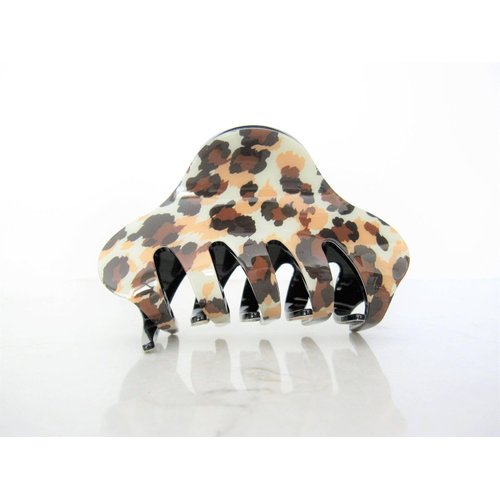 Generic Blue, brown or gray animal print hair claw clip (Primary color: Brown), 1 Count (Pack of 1)