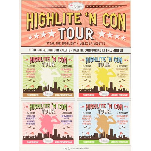 theBalm Highlighting & Makeup Conceal Powders 'N Contour Palette, Highlighters Shimmer, Matte, Bronzer, Blushes, Multicolor, 0.8 ounces