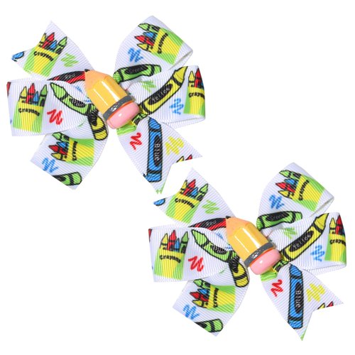 WRBAJIS Back to School Hair Bows Clips Yellow Pencil Hair Barrettes Bow Hair Accessories for Girls Women First Day of School Welcome Back Party Supplies 2Pcs