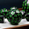 Poludie 15 Pieces Complete Polyhedral DND Dice Set D3-D100 Spherical D&D Dice Set with Dragon Eye Dice Bag, D100 Dice for Dungeons and Dragons, RPG, MTG Table Games(Black w/Green Numbers)