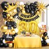 112pcs 30th Birthday Decorations for Him, 30th Birthday Decorations with Number 30 Foil Balloon Fringe Curtains White Black and Gold 30th birthday Balloons for Happy 30th Birthday Decorations