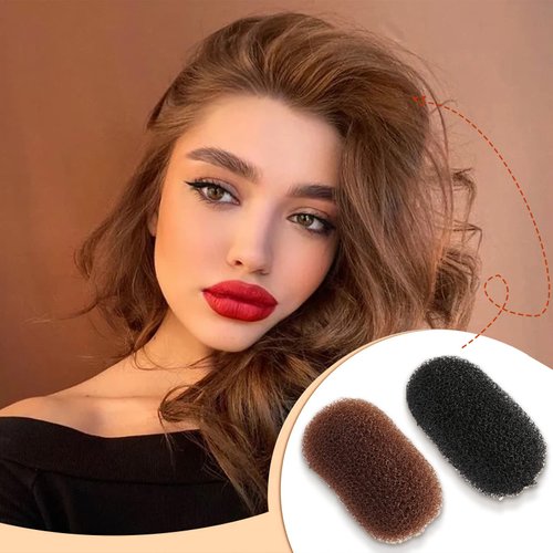 2 Pcs Charming Bump It Up Volume Inserts Hair Comb Do Beehive Hair Style Tool Hair Pads, Do Beehive Hair Base Styling Clip Accessories for Women Lady Girl (Black and Brown)