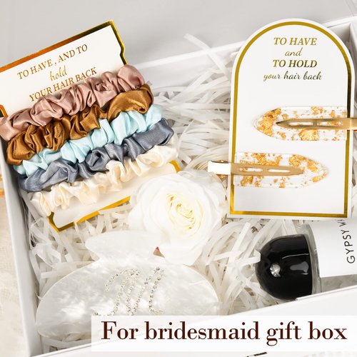 8 Pack Bridesmaid Gifts Satin Bridesmaid Scrunchies Soft Hair Ties Bachelorette Party Favors Hair Accessories for Women Bridesmaid Proposal Gift (Ivory,Rose Gold,Dusty Blue,Blue,Gold)