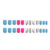 24Pcs Short Square Press on Nails Rainbow Colors Nails Press Ons with Black Leopard Print Design Fake Nails Reusable Artificial Nails Full Cover Stick on Nails Summer Manicure for Women Girls