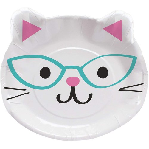 Creative Converting 328704 Cute Cats Shaped Paper Dinner Plates - 8 Pcs Multicolor, 8" x 9"