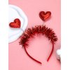 LKQBBSZ Red Valentine's Day Heart Headband Hair Band Red Hearts Boppers Hairband for New Year Holiday Wedding Birthday Party Gift