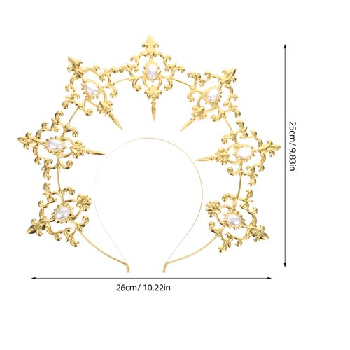 Uonlytech Angel Bridal Gold Halo Headband, Angel Halo Headband Crown Retro Goddess Halo Hair Band Wedding Headpiece for Women Girls Bridal