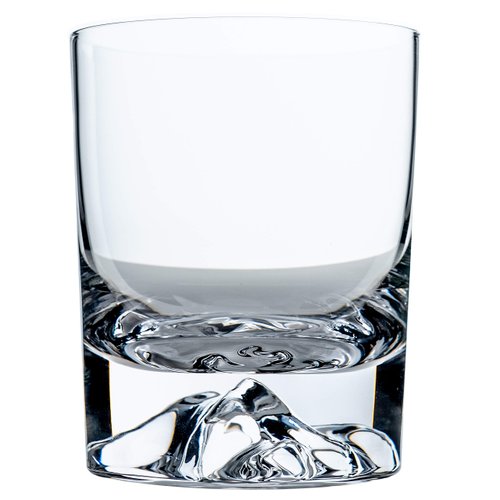 Amehla Mountain Whiskey Glass Set of 2 - Handmade Crystal Whisky Glasses - Manblown Crystal Glass - 10-ounce Double Old Fashioned Rocks Tumbler Drinking Glass Set