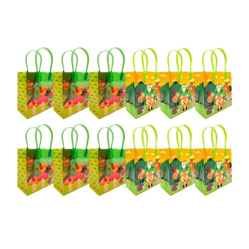 Tiny Mills Woodland Animals Forest Creatures Critters Party Favor Bags Treat Bags with Handles, Candy Bags for Birthday Party Bags Party Supplies,12 Pack