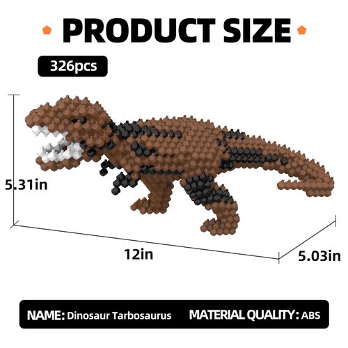 KADELE Fun Dinosaur Building Set 326 PCS, Tyrannosaurus rex Creative Educational Toys Boys Girls 8+, Animal Figures Building Kit Model Jurassic Dino Blocks Toy Dispaly Present for Kids Adults