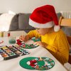 Tatuo 12 Pcs Felt Christmas Tree Wreath Craft Kit Christmas DIY Ornaments with 221 Self Adhesive Christmas Felt Stickers 12 Christmas Bows and 5 Gem Stickers for Christmas Kids (Wreath Style, 6 Inch)