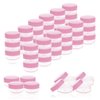 ZEJIA 5 Gram Sample Containers with Lids, Mini Makeup Containers, Empty Plastic Travel Cosmetic Containers with Labels(100 Count, Pink Lid)