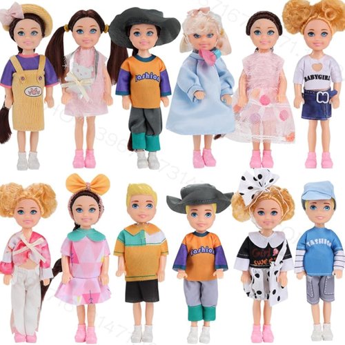 12Pcs 14cm/5.5 Inch Mini Dolls with Doll Clothes and Shoes Party Grown Outfits Doll Accessories for Kids Birthday Gifts