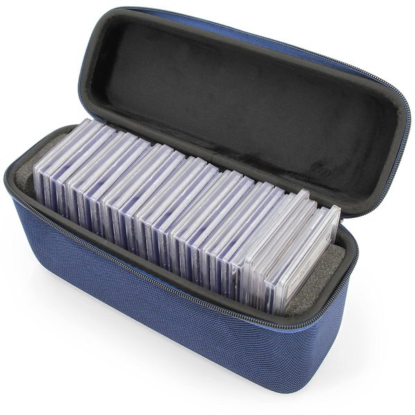 CASEMATIX Blue Graded Card Case Compatible with 30 BGS PSA Graded Sports Trading Cards or 140 Top Loaders