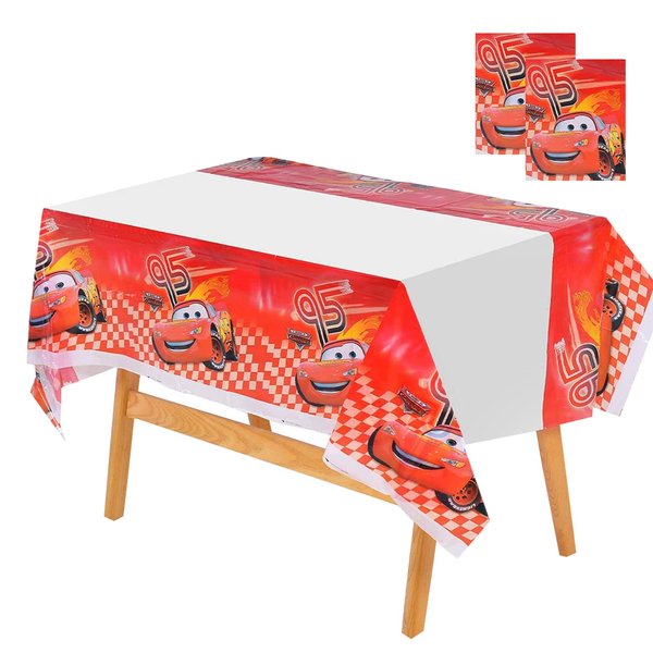 PFinding 2 Pack Cars Themed Birthday Party Decorations – Disposable Cars Plastic Tablecloth Disposable Table Cover | Cars Party Supplies for Kids