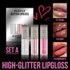 YIBABY 3 PCS Glitter Lip Gloss Set, Hydrating Nourishing Sparkling Plumping Lip Oil, Long Lasting Glossy Lip Balm Lip Care, Transparent Moisturizing No-Sticky Lip Gloss