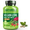 NATURELO Vegan Zinc Whole Food Complex Supplement with Vitamin C for Immune Support and Healthy Skin, Hair, and Nails - 120 Capsules