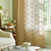 Lazzzy Gold Sheer Curtains Leaf Embroidered 63 Inch Length for Living Room Bedroom Rod Pocket Voile Window Drapes 2 Panels