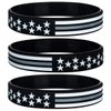 Sainstone Thin Gray Line American Flag Bracelets - Thin Silver Line Correctional Officers Silicone Wristbands Gifts for Prison Guards, Probation Officers, Parole Officers, Bailiffs, Jailers (Unisex)