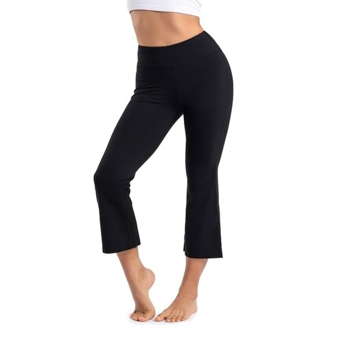 Yogipace Women's Bootcut Cropped Flare Yoga Pants Capri Length Slim Fit Pants Lounge Crop Pant,YCW1402,24",Black,Size XS
