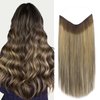 Marat Wire Hair Extensions 14 inch 75g Balayage Chocolate Brown to Caramel Blonde Remy Human Hair Extensions with Fish Line Invisible Wire Hair Extensions Real Human Hair Hair Extensions