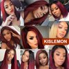 Kislemon Ombre Wine Red Bob Wigs Brazilian Human Hair Lace Front with Baby Hair 12inch Middle Part 2 Tones 1b/99J Wig 4×4 Straight Autumn Bob Middles Part for Black Women