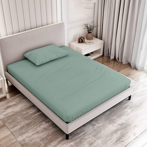 Natemia Full Size Fitted Sheet Set - Organic Cotton Jersey - 54 x 75 Inches Sheet for Full Mattress up to 18 inches and Pillowcase