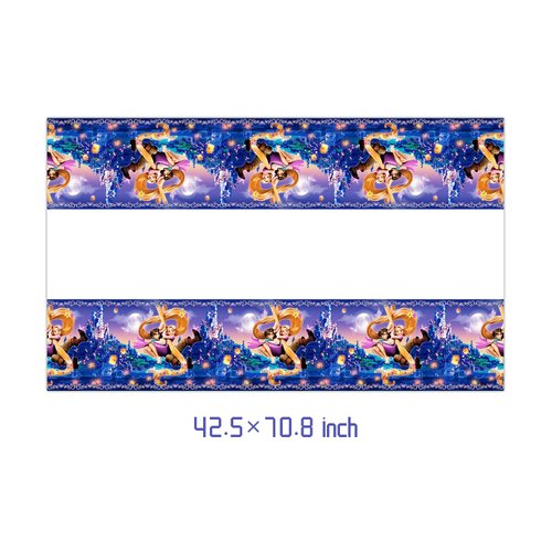 DoMiDoLa 2Pack Princess Rapunzel Tablecloth Disposable Tablecover Birthday Party Supplies and Decorations for Kid Boy Baby Shower Rectangle Tables 70"X42"