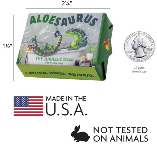Aloe-saurus Jurassic Soap - Made in the USA, 2oz (56g) Travel Sized Guest Bar Soap