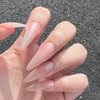 BABALAL Long Stiletto Press on Nails Nude Pink Fake Nails Glossy Glue on Nails 24Pcs False Nails Almond Manicure Acrylic Nails for Women and Girls