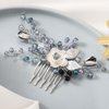 Latious Silver Bride Wedding Flower Hair Comb Rhinestone Beads Hair Sied Combs Leaf Hair Pieces Wedding Hair Accessories for Women and Girls