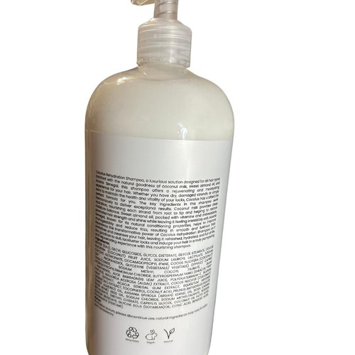 OLAZARAH Cocolux Rehydration Shampoo with Coconut Milk & Sweet Almond Oil - All Hair Types - Sulfate-Free, 32 Fl. oz (with pump)