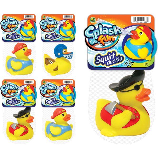 JA-RU Splash Fun Rubber Duck Water Squirt Toys (4 Toys Assorted) Classic Rubber Ducks Water Squirting Bathtub Toy for Kids & Toddler Fun Bathtime. Bulk Party Favors Birthday Gift. 1178-4
