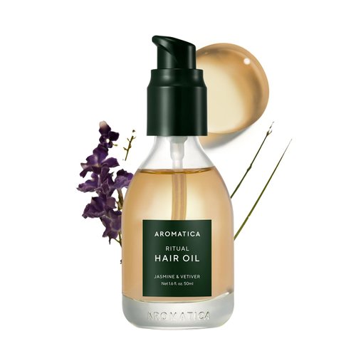 AROMATICA Ritual Jasmine & Vetiver Hair Oil 50ml / 1.6 fl. oz - Nourishing Silicone-Free Oil for Damaged frizzy Hair with Pure Fragrance