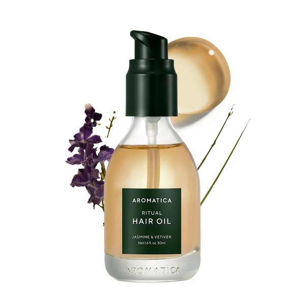 AROMATICA Ritual Jasmine & Vetiver Hair Oil 50ml / 1.6 fl. oz - Nourishing Silicone-Free Oil for Damaged frizzy Hair with Pure Fragrance