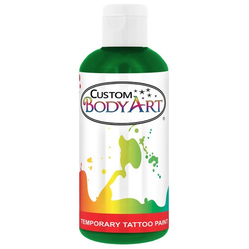 Custom Body Art 8-Ounce Green Temporary Airbrush Tattoo Body Art Paint Alcohol Based