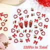 BELICEY 120Pcs Bow Nail Charms Red Acrylic Flatback Heart Nails Decoration Alloy Cherry Charms for Nails Gems and Rhinestones for Women Manicure DIY Nail Art Design Crafts
