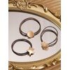 HAQUIL 3PCS Brown Heart Charms Hair Ties, Elastic Star Rubber Bands, Round Hair Holders, Hair Ropes, Accessories for Women