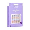 KISS Majestic, Press-On Nails, 2G Glue included, 'The Queen', Light Blue, Medium Size, Coffin Shape, Includes 30 Nails, 2 Manicure Stick, 1 Mini File, 2 Prep. Pad, 2 Adhesive Tabs, Instruction Sheet