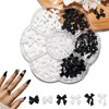 AhrtyeeVehiky 3D Bow Pearl Nail Art Decorations Butterfly Nail Charms Black White Nail Art Accessories Acrylic Resin Bow Nail Decorations for Nail Art Designs DIY Crafting