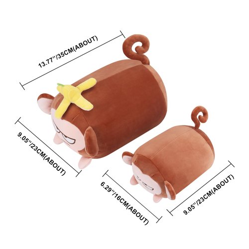 Achwishap Monkey Stuffed Animals,Monkey Plush Toy Hugging Pillow,Monkey Plush Pillow,Fluffy Monkey Throw Plushie Doll,Unique Plushies for Kids Adults Gifts(9.1”Brown)