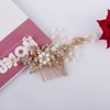 CROWN GUIDE Bridal Hair Comb Clip Pin Rhinestone Pearl Wedding Hair Accessories for Women Brides Bridesmaid Hairpiece Gold