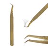 Lash Vegas Extra Slim Bootie Tweezer - Diamond Grip Lash Tweezers for Eyelash Extensions - Fiber Tip Lash Tweezers for Volume Lash Extensions – Gold