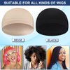 Janmercy 4 Pcs Bamboo Fiber Wig Cap Bamboo Wig Liner Cap for Women Hairloss Elastic Breathable Bald Cap Under Wigs (Black, Beige)