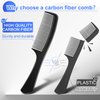 3 Pieces Rsiynax Professional Teasing Comb, Premium Black Carbon Fiber Hair Comb Set for Cutting and Styling, Fine and Wide Tooth Hair Barber Combs for Women and Man
