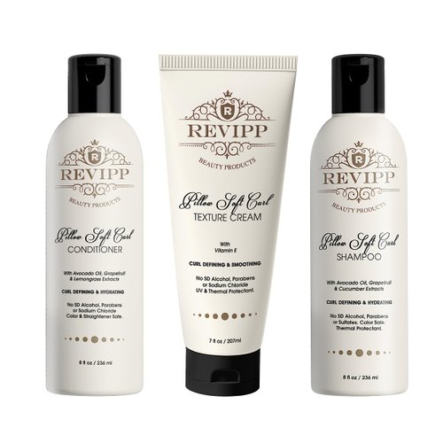 REVIPP Beauty Complete Hair Care System – Hydrating Conditioner, Revitalizing Shampoo, and Texture Cream – Get Ultimate Curls In One Package
