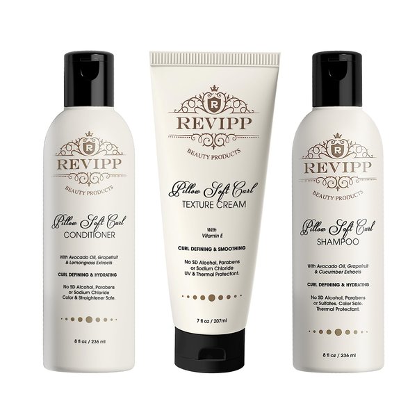 REVIPP Beauty Complete Hair Care System – Hydrating Conditioner, Revitalizing Shampoo, and Texture Cream – Get Ultimate Curls In One Package
