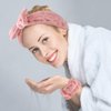 Chuangdi 4 Pcs Spa Headband Wrist Washband Scrunchies Cuffs for Washing Face, Towel Wristbands Hair Headband Face Wash Wristband for Women Makeup Prevent Liquids from Spilling(Pink)